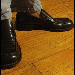 Hugo Boss brown leather loafers.